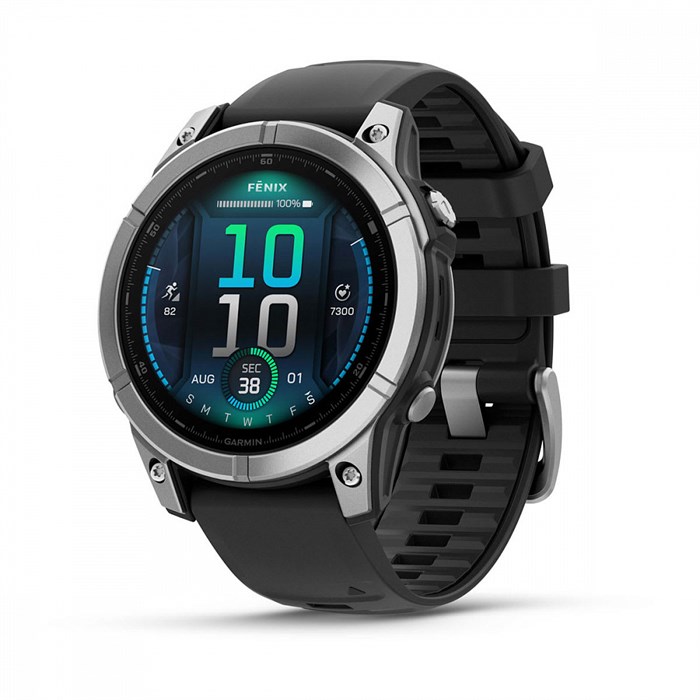 Умные часы Garmin fenix E - 47 мм, AMOLED, серебристый стальной безель, черный силиконовый ремешок  010-03025-00 010-03025-00
