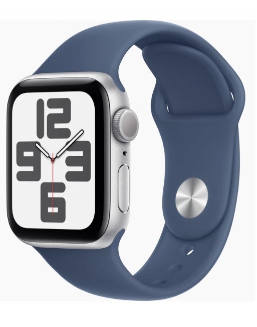 Apple Watch SE 2024, 40 мм, алюминий цвета "серебро", Denim Sport Band, S/M (MXEC3) MXEC3