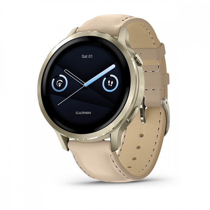 Умные часы Garmin Venu 4 - 41 мм, лунно-золотистый с кожаным ремешком песочного цвета  010-03013-03 010-03013-03