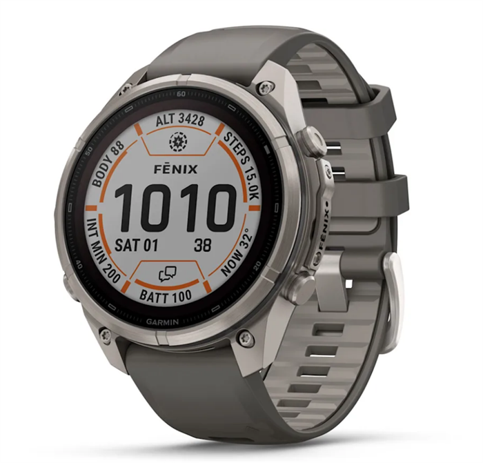 Часы Garmin Fenix 9 Pro - 47mm, Solar, inReach, Titanium with Pebble Gray/Silver Gray Silicone Band 010-04338-01