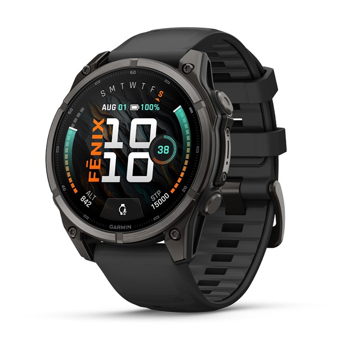 Garmin Fenix 9 - 47mm, Carbon Gray DLC Titanium with Black Silicone Band