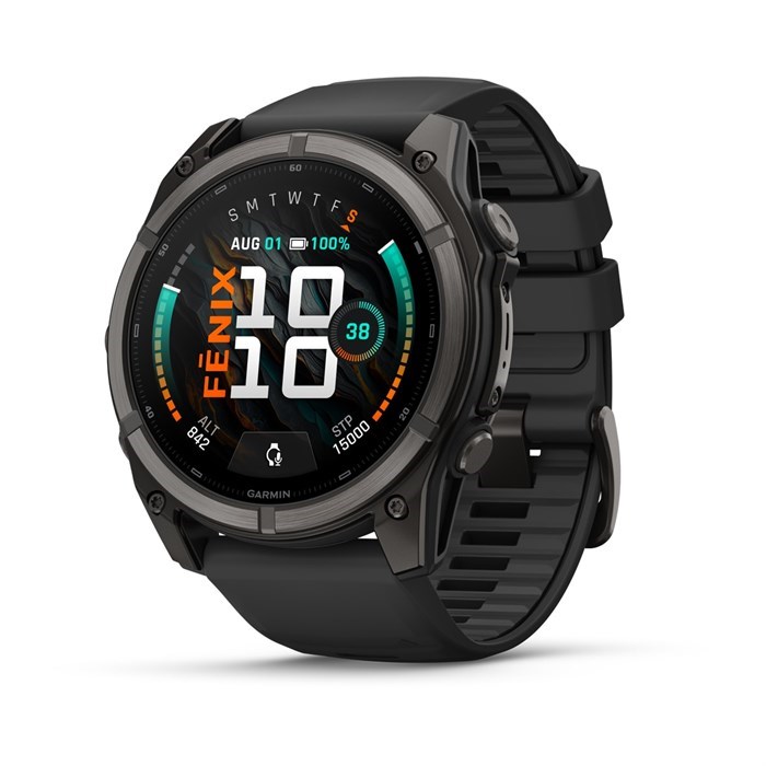 Garmin Fenix 9 - 51mm, Carbon Gray DLC Titanium with Black Silicone Band  010-04763-11