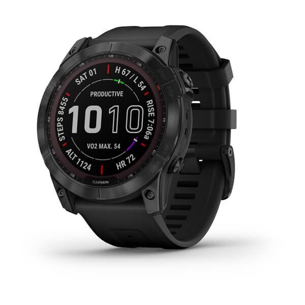 Garmin Fenix 7X Sapphire Solar титановый черный DLC с силиконовым ремешком 010-02541-23