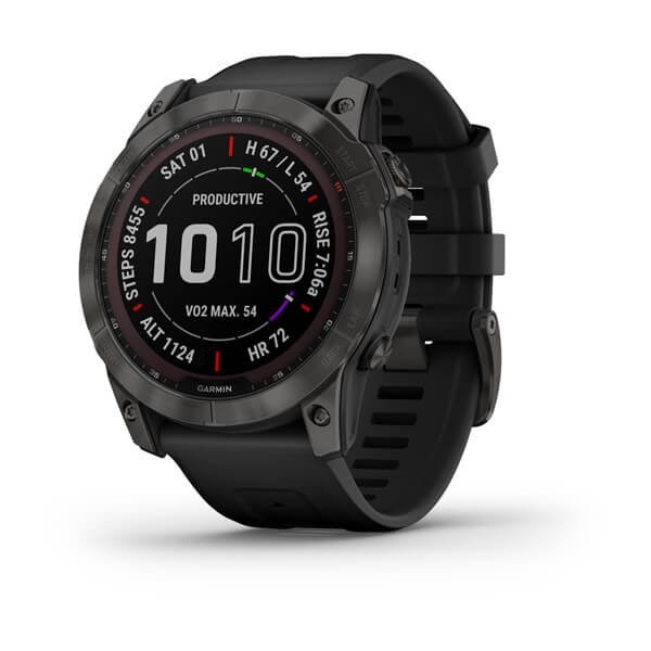 Умные часы Garmin Fenix 7X Sapphire Solar титановый угольно-серый DLC с силик. ремешком 010-02541-11 010-02541-11