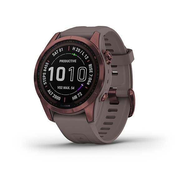 Garmin Fenix 7s Sapphire Solar титановый темно-бронзовый с сланцево-серым силиконовым ремешком  010-02539-29 010-02539-29