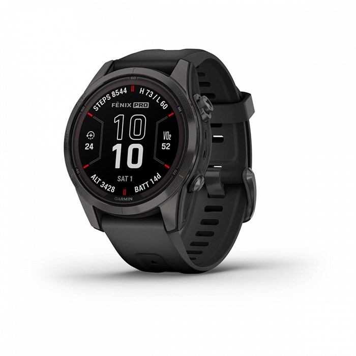 Умные часы Garmin Fenix 7s Pro Sapphire Solar титановый угольно-серый DLC с силиконовым ремешком 010-02776-11 010-02776-11