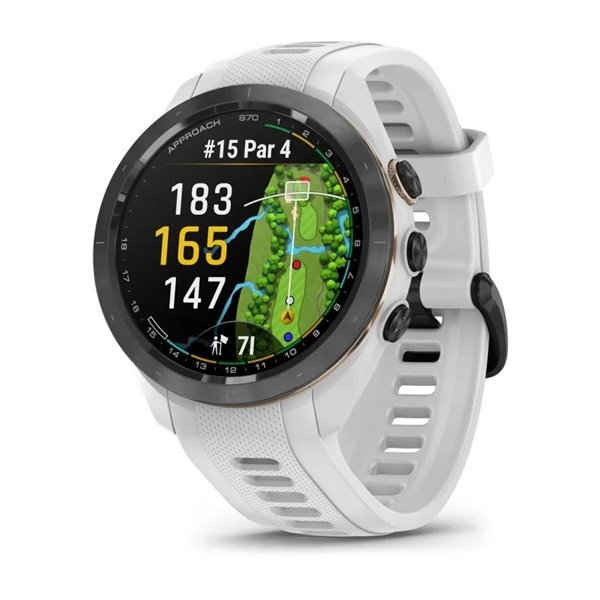 Смарт-часы Garmin Approach S70 (42 мм) с черным керамическим безелем и белым ремешком  (010-02746-10) 010-02746-10