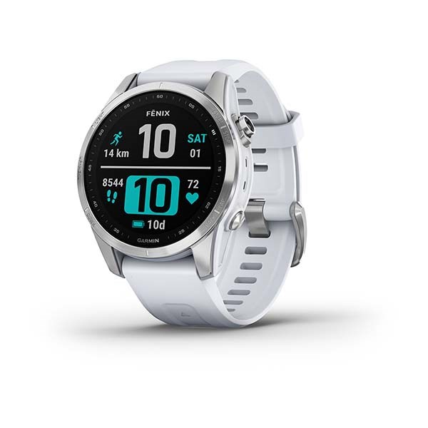 Garmin Fenix 7s серебристый с белым силиконовым ремешком 010-02539-03 010-02539-03