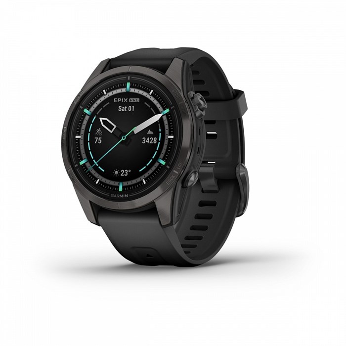 Умные часы Garmin epix Pro (Gen 2) Sapphire Edition 42 мм, титановый, угольно-серый, DLC, черный ремешок 010-02802-15 010-02802-15