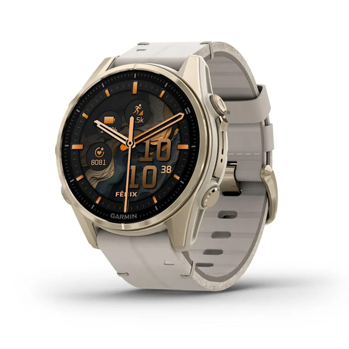 Умные часы Garmin Fenix 8 43 mm AMOLED Sapphire soft gold with a fog gray leather band 010-02903-40 010-02903-40