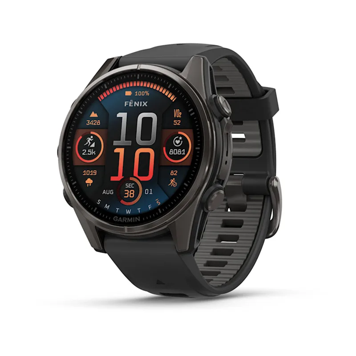 Умные часы Garmin Fenix 8 43 mm AMOLED Sapphire carbon gray DLC titanium with black/pebble gray silicone 010-02903-21 010-02903-21