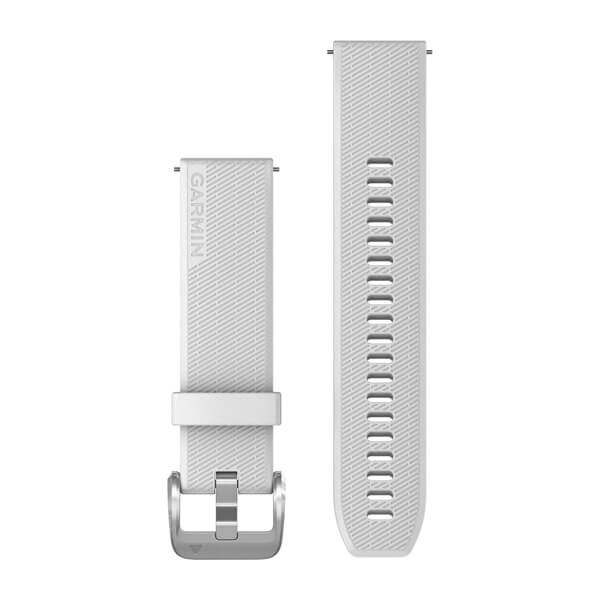 Ремешок сменный Garmin Quick Release 20 белый с полированной серебристой застежкой (силикон) 010-13114-01