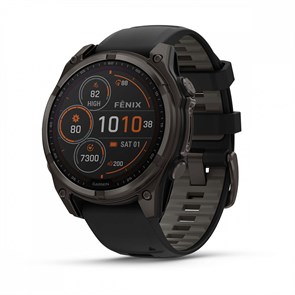 Умные часы Garmin FENIX 8  47 mm Solar, Sapphire, титановый угольно-серый DLC с черным ремешком  010-02906-11 010-02906-11