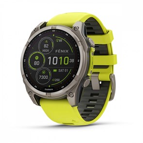 Умные часы Garmin FENIX 8  47 ММ Solar, Sapphire, титановый серый с желтым ремешком  010-02906-21 010-02906-21