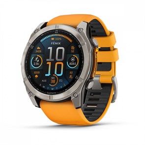 Умные часы Garmin FENIX 8  51 ММ, AMOLED Sapphire, Titanium, светло-серый, оранжевый силиконовый ремешок 010-02905-11 010-02905-11