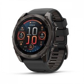 Умные часы Garmin fenix 8 - 51 мм, AMOLED Sapphire, угольно-серый DLC, пепельно-черный силиконовый ремешок 010-02905-21 010-02905-21