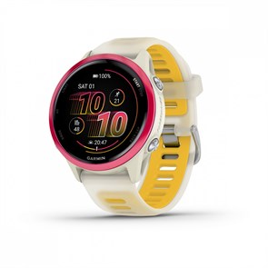 Часы для бега Garmin Forerunner 570 - 42мм, слоновая кость, алюминиевый безель малинового цвета, ремешок манго/слоновая кость  010-02970-02 010-02970-02