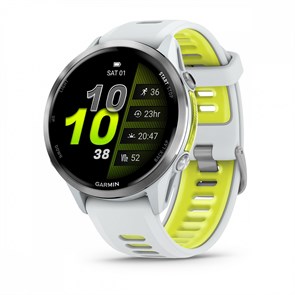 Garmin Forerunner 970 белые, титановый безель, с бело-зеленым ремешком  010-02969-11 010-02969-11