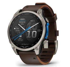 Авиационные смарт-часы Garmin D2 Mach 2 – 47 мм Титан с коричневым кожаным ремешком 010-02904-31