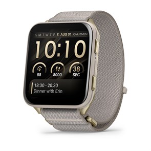 Умные часы Garmin Venu X1 золотистые с титановой крышкой, серым нейлоновым ремешком  010-02980-09 010-02980-09