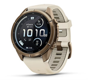 Часы Garmin Fenix 9 Pro - 43mm, inReach, Autumn Gold Titanium with Cream/French Gray Silicone Band 010-04335-21