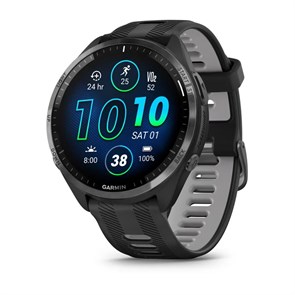 Часы для бега Garmin Forerunner 965 черные, темно-серый DLC титановый безель, с черным ремешком 010-02809-10 010-02809-10
