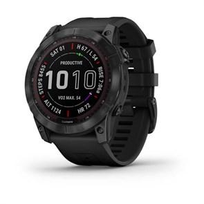 Garmin Fenix 7X Sapphire Solar титановый черный DLC с силиконовым ремешком 010-02541-23