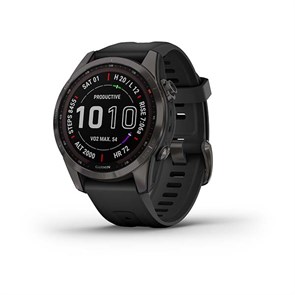Garmin Fenix 7s Sapphire Solar титановый угольно-серый DLC с силиконовым ремешком (010-02539-25) 010-02539-25