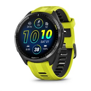 Часы для бега Garmin Forerunner 965 черные, темно-серый DLC титановый безель, с желто-черным ремешком 010-02809-12 010-02809-12