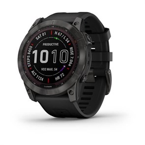 Умные часы Garmin Fenix 7X Sapphire Solar титановый угольно-серый DLC с силик. ремешком 010-02541-11 010-02541-11