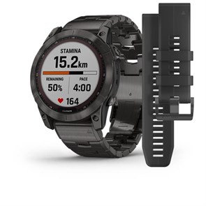 Garmin Fenix 7X Sapphire Solar титановый угольно-серый DLC с угольно-серым титановым DLC браслетом 010-02541-27
