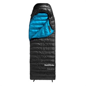 Мешок спальный Naturehike CW400 NH18C400-D с гусинным пухом, размер L, молния справа, черный 1880
