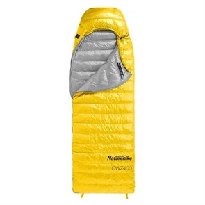 Мешок спальный Naturehike CW400 NH18C400-D с гусинным пухом, размер М, молния справа, желтый 1882