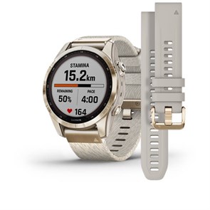 Garmin Fenix 7S Sapphire Solar титановый кремовый с нейлоновым ремешком 010-02539-39