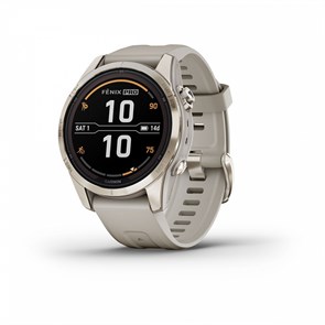 Garmin Fenix 7s Pro Sapphire Solar золотистый корпус со светло-песочным ремешком (010-02776-15) 010-02776-15