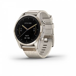 Умные часы Garmin epix Pro (Gen 2) Sapphire Edition 42 мм, золотистый корпус с нейлоновым ремешком сливочного цвета   010-02802-20 010-02802-20