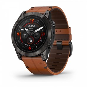 Garmin epix Pro (Gen 2) Sapphire Edition 51 мм, титановый угольно-серый, DLC, коричневый кожаный ремешок   010-02804-30 010-02804-30