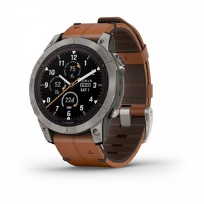 Умный часы Garmin Fenix 7 Pro Sapphire Solar титановый серый с коричневым кожаным ремешком   010-02777-30 010-02777-30