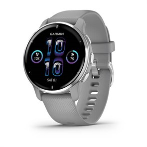 Garmin Venu 2 Plus серые с серебристым безелем и силиконовым ремешком ( 010-02496-10) 010-02496-10