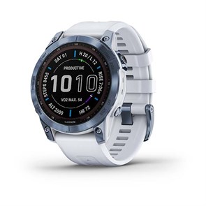Garmin Fenix 7 Sapphire Solar титановый синий минерал DLC с белым ремешком  010-02540-25 010-02540-25