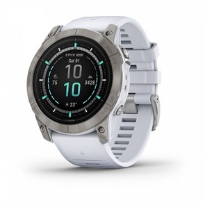 Умные часы Garmin epix Pro (Gen 2) Sapphire Edition 51 мм, титановый белый, DLC, белый силиконовый ремешок 010-02804-11 2236
