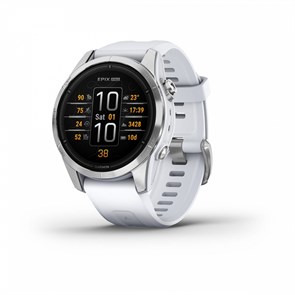 Смарт часы Garmin EPIX PRO (Gen 2) Standard Edition 42 мм, серебристый корпус, белый ремешок 010-02802-01 2338