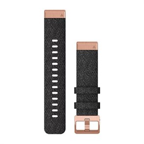 Ремешок сменный Garmin QuickFit 20 мм (нейлон) черного цвета с пряжкой розовое золото 010-12874-00