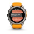 Умные часы Garmin FENIX 8  51 ММ, AMOLED Sapphire, Titanium, светло-серый, оранжевый силиконовый ремешок 010-02905-11 010-02905-11