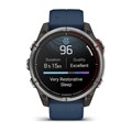 Garmin quatix 8  47 мм, AMOLED, Sapphire, Titanium, синий силиконовый ремешок 010-02904-51