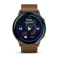 Умные часы Garmin Venu 4 - 45 мм, темно-серый с коричневым кожаным ремешком  010-03014-03 010-03014-03