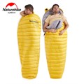 Мешок спальный Naturehike CW400 NH18C400-D с гусинным пухом, размер М, молния справа, желтый 1882