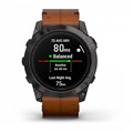Garmin epix Pro (Gen 2) Sapphire Edition 51 мм, титановый угольно-серый, DLC, коричневый кожаный ремешок   010-02804-30 010-02804-30