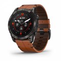 Garmin epix Pro (Gen 2) Sapphire Edition 51 мм, титановый угольно-серый, DLC, коричневый кожаный ремешок   010-02804-30 010-02804-30
