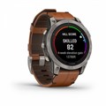 Умный часы Garmin Fenix 7 Pro Sapphire Solar титановый серый с коричневым кожаным ремешком   010-02777-30 010-02777-30